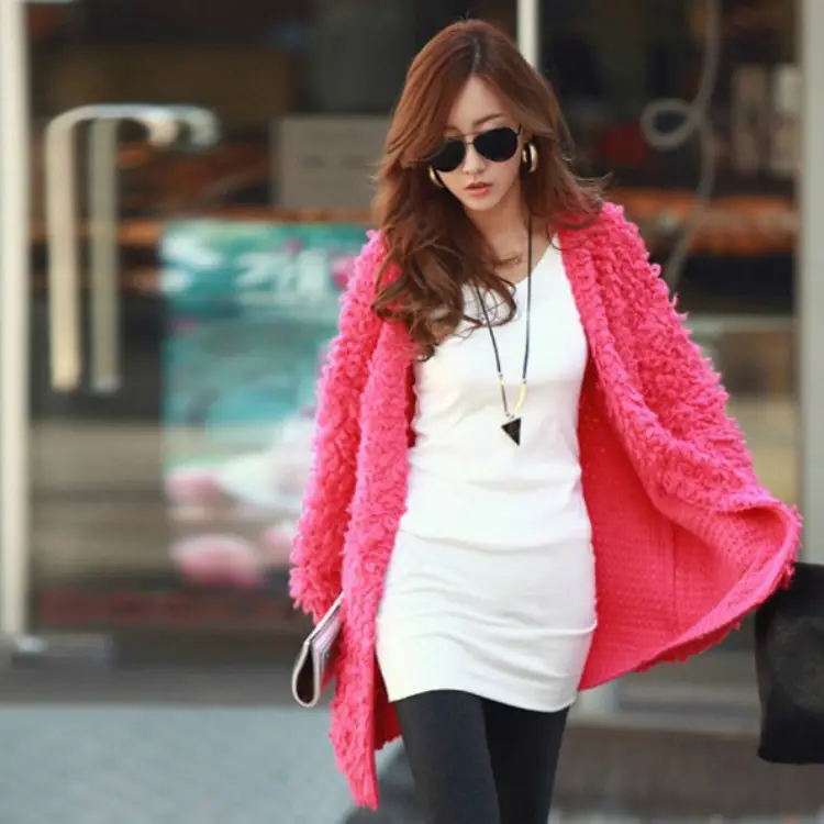 Women Korean Long Sleeve T-Shirt Dress Navy Blue