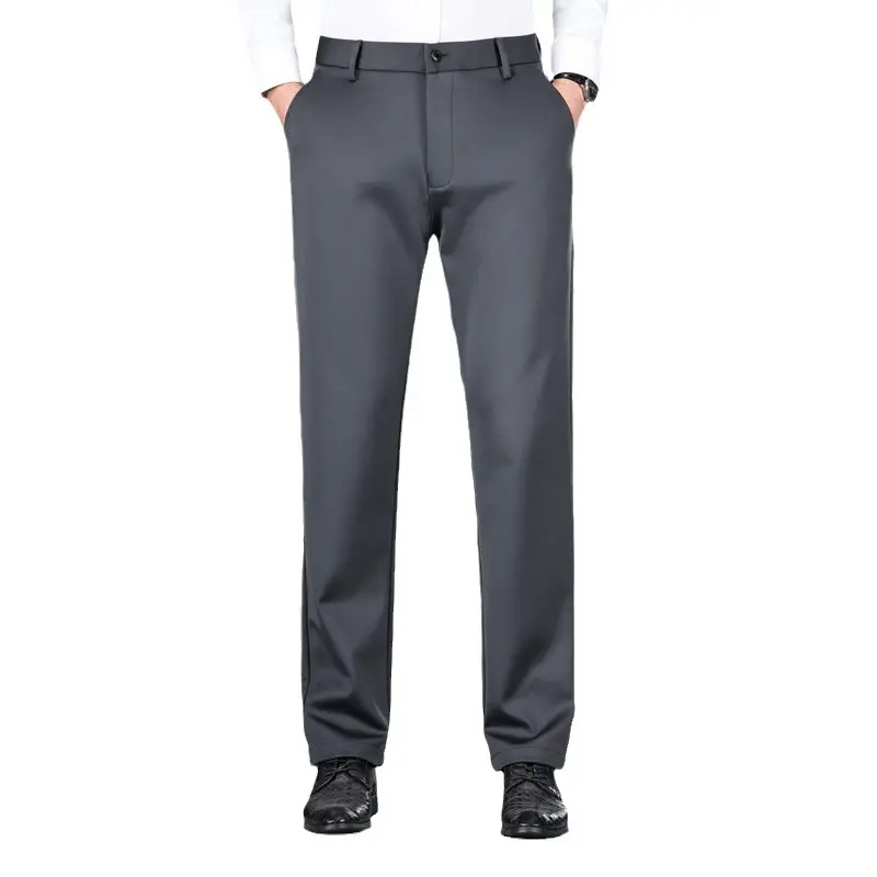 Men Ice Silk Stretch Business Pants High Waist Straight - Image 8