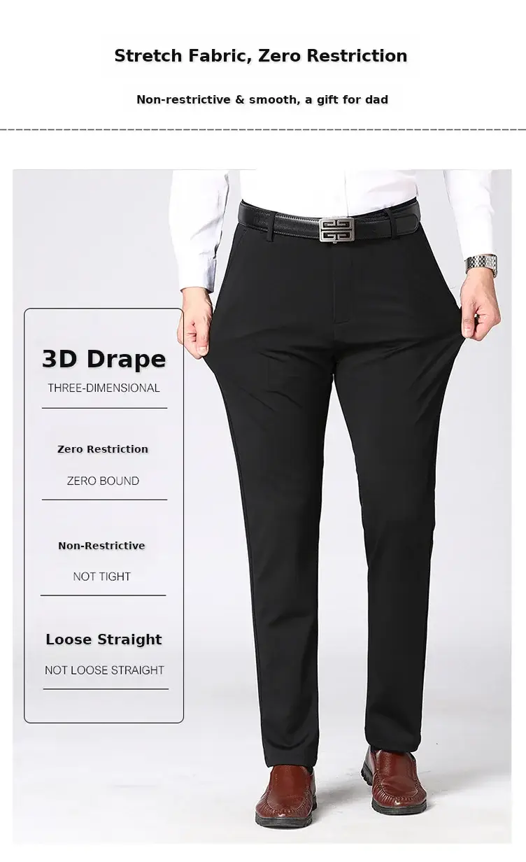 Men Ice Silk Stretch Business Pants High Waist Straight — feature 10