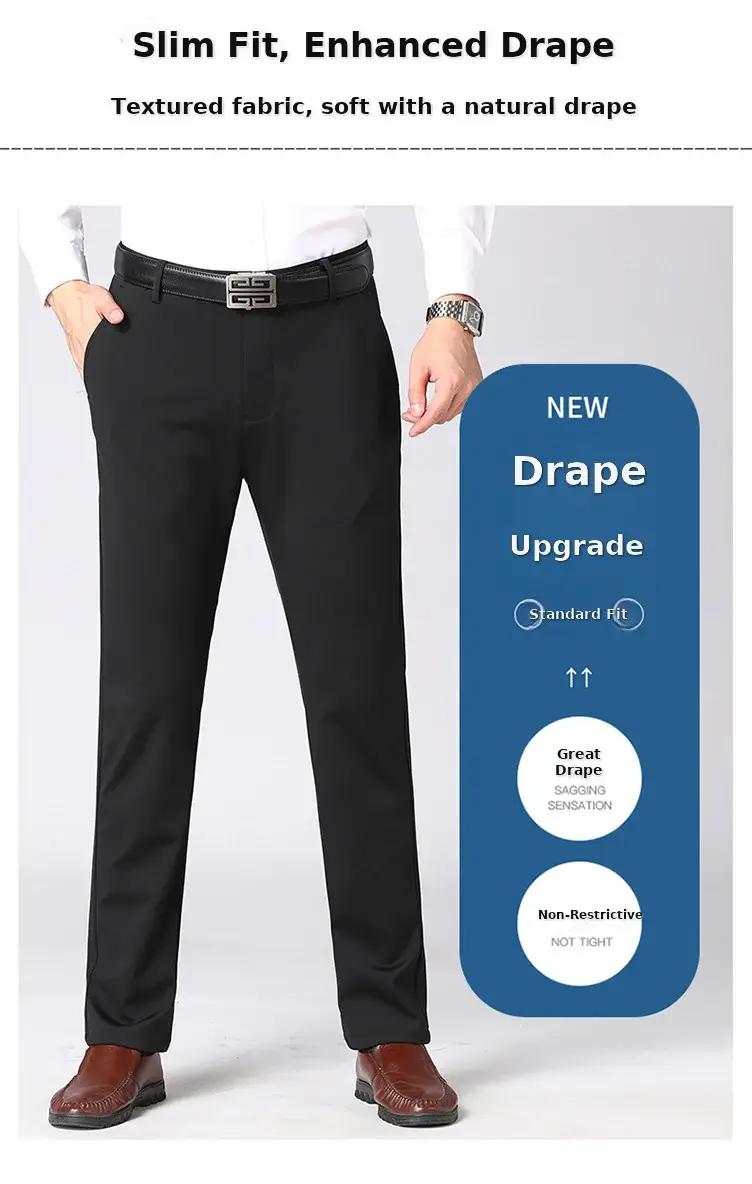 Men Ice Silk Stretch Business Pants High Waist Straight — feature 11