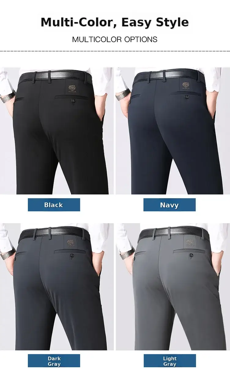 Men Ice Silk Stretch Business Pants High Waist Straight — feature 13