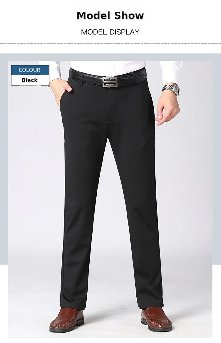 Men Ice Silk Stretch Business Pants High Waist Straight — feature 17
