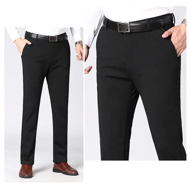Men Ice Silk Stretch Business Pants High Waist Straight — feature 18