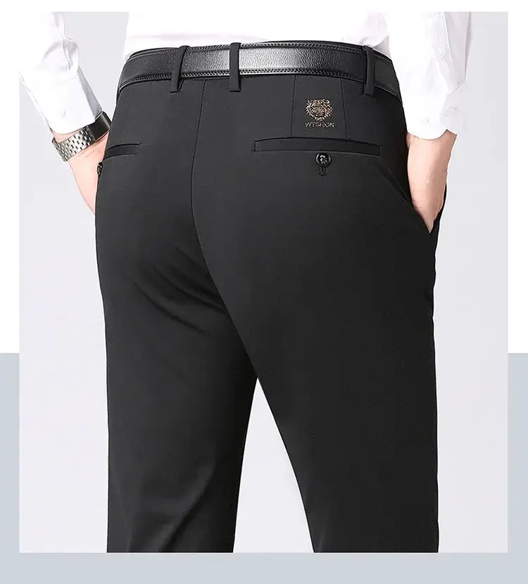 Men Ice Silk Stretch Business Pants High Waist Straight — feature 19