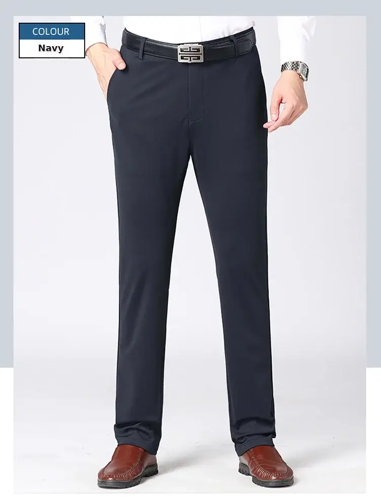 Men Ice Silk Stretch Business Pants High Waist Straight — feature 20