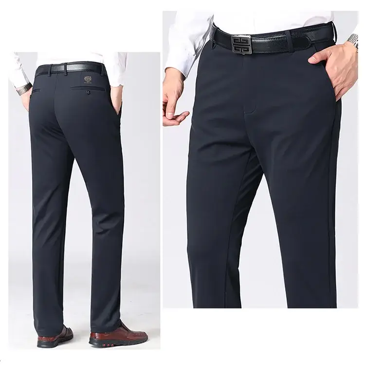 Men Ice Silk Stretch Business Pants High Waist Straight — feature 21