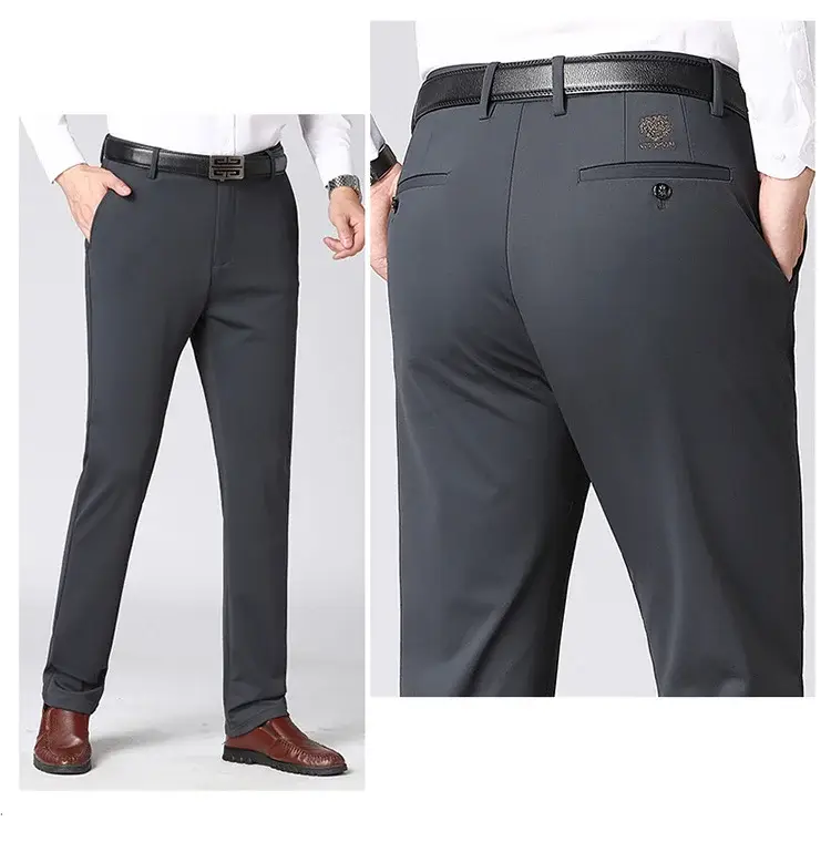 Men Ice Silk Stretch Business Pants High Waist Straight — feature 23