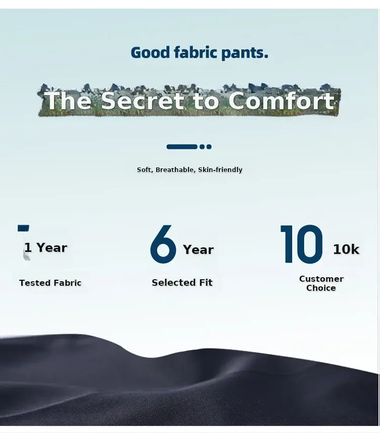 Men Ice Silk Stretch Business Pants High Waist Straight — feature 5