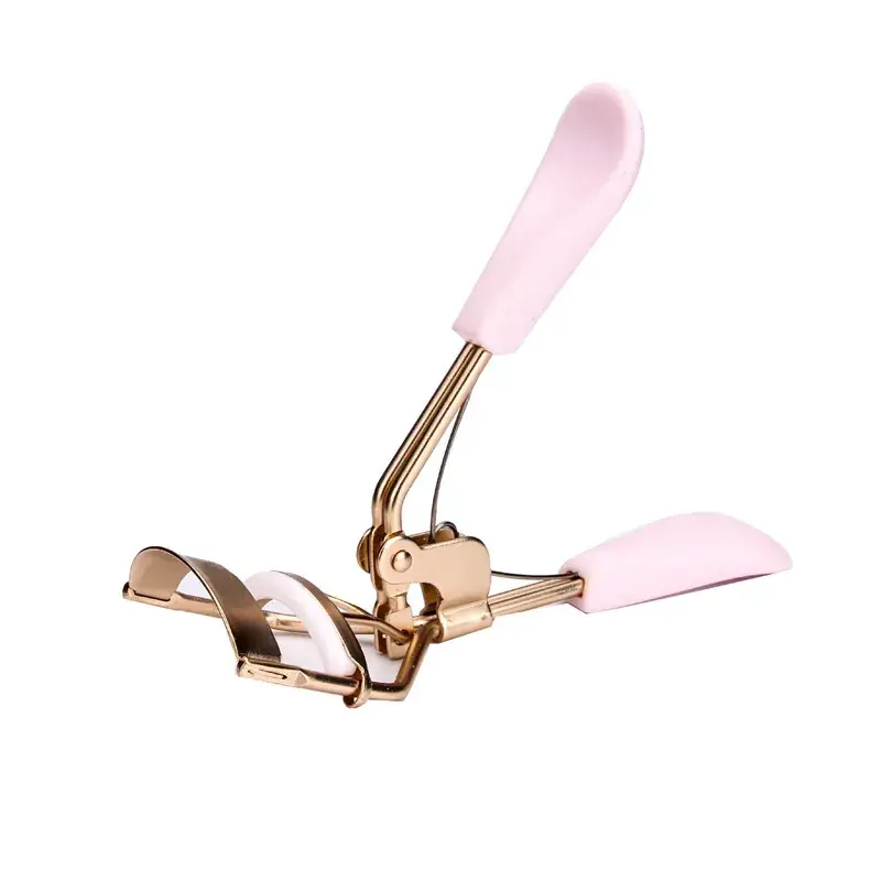 Pink Silicone Eyelash Curler with Gold Handle - Image 3
