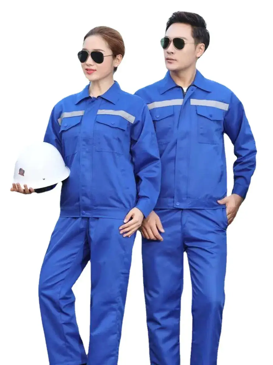 Men Women Red Polyester Work Suit Reflective Strips - Image 5
