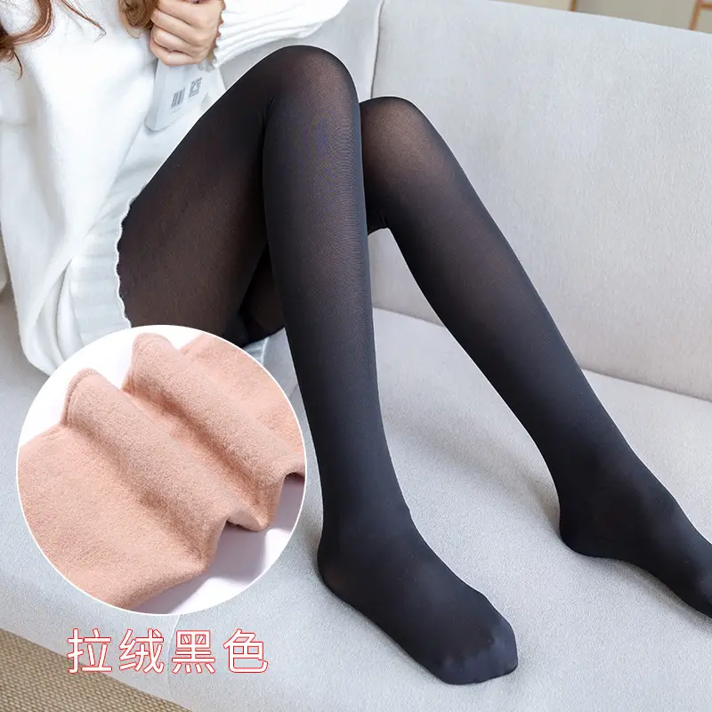 Autumn Velvet Double Layer Fake See-Through Leggings - Image 3