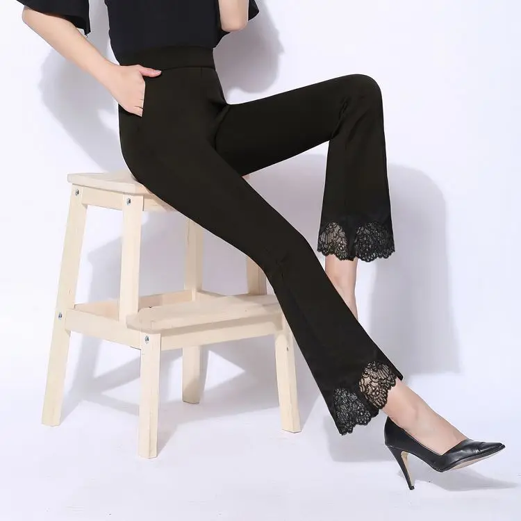 2025 Black Flared Slim Waist Micro-Pants Ladies - Image 4