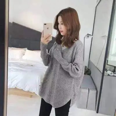 Fairy Knitted V-Neck Pullover Sweater Women Winter Black - Image 2