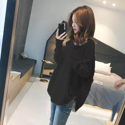 Fairy Knitted V-Neck Pullover Sweater Women Winter Black - Image 3