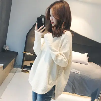 Fairy Knitted V-Neck Pullover Sweater Women Winter Black - Image 4