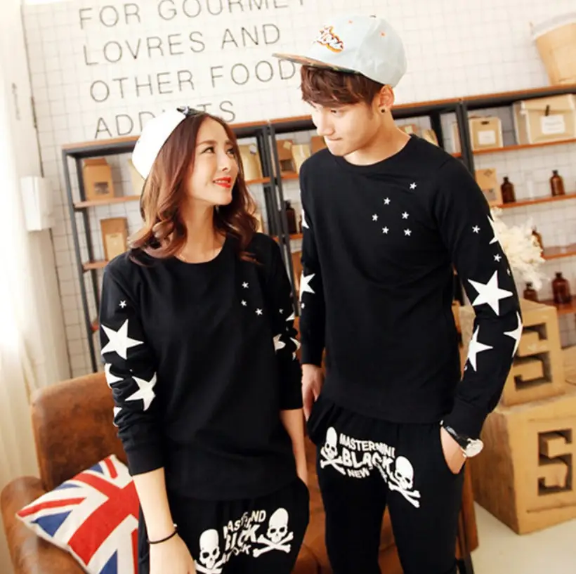 Women's Long Sleeve Korean T-Shirt Sweater Set with Star Print - Image 5