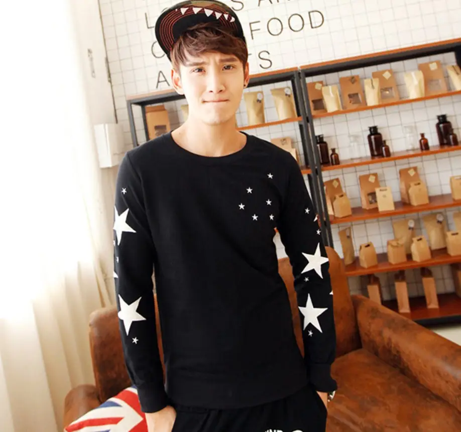 Women's Long Sleeve Korean T-Shirt Sweater Set with Star Print - Image 8