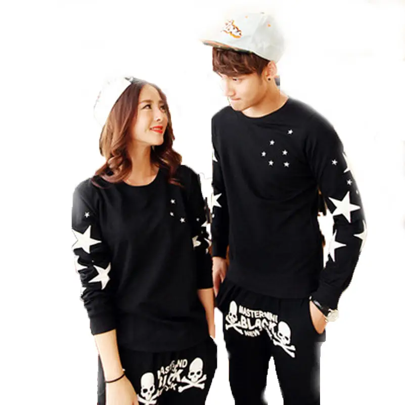 Women's Long Sleeve Korean T-Shirt Sweater Set with Star Print - Image 9