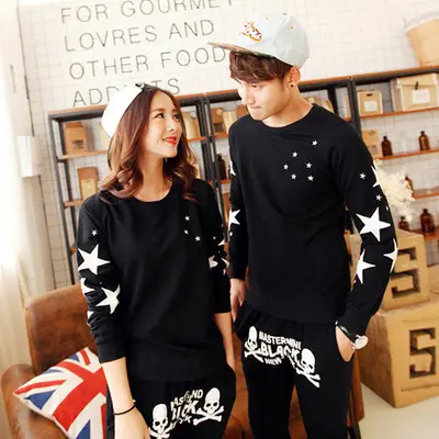 Women's Long Sleeve Korean T-Shirt Sweater Set with Star Print - Image 4