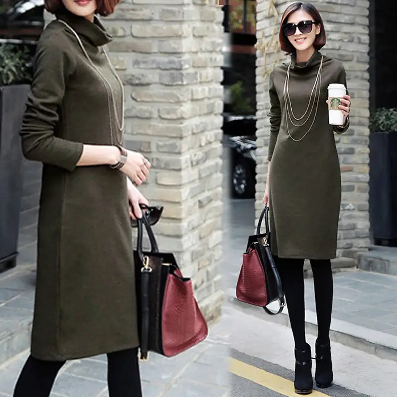 2022 Winter Green Knitted Plus Size Dress - Image 6