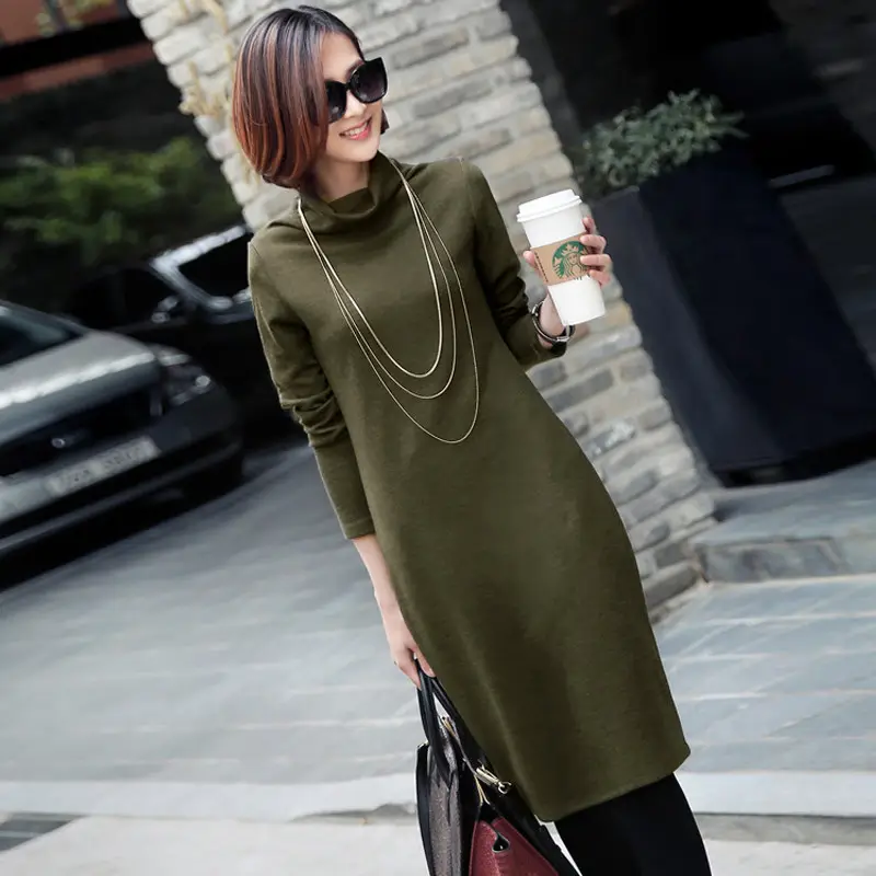 2022 Winter Green Knitted Plus Size Dress - Image 8