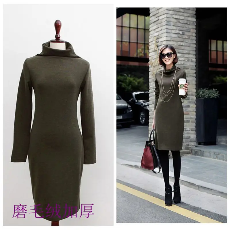 2022 Winter Green Knitted Plus Size Dress - Image 2