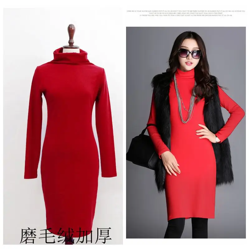2022 Winter Green Knitted Plus Size Dress - Image 3