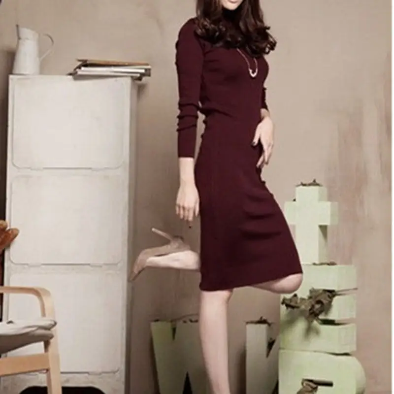 2022 Winter Green Knitted Plus Size Dress - Image 4