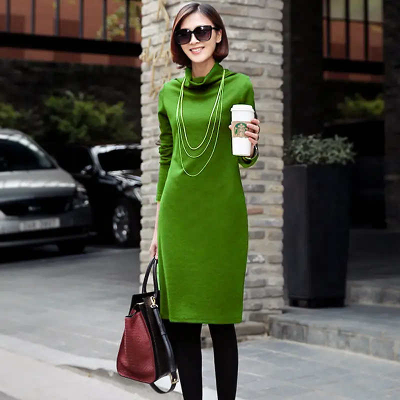 2022 Winter Green Knitted Plus Size Dress - Image 5