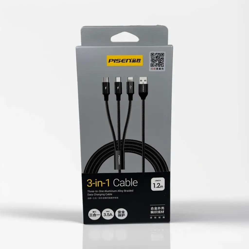 3-in-1 Apple Type-C Android Charging Cable 3A Fast - Image 3