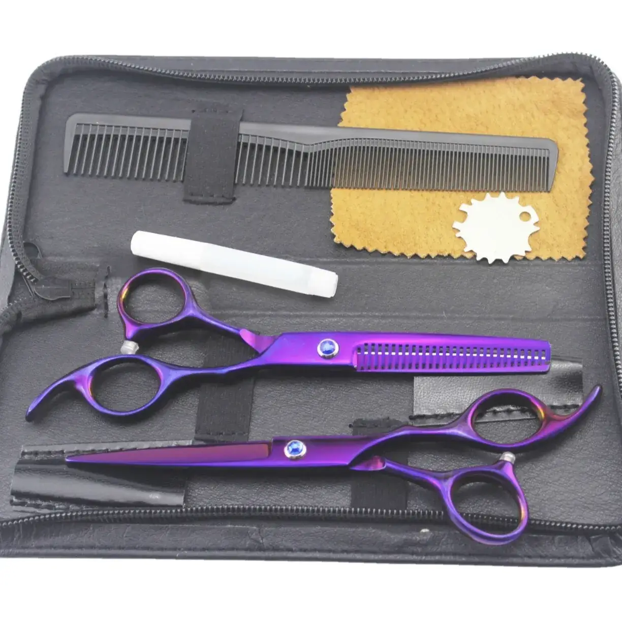 6.0-inch Purple Hair Scissors Set with Bag & Maintenance Oil - Image 7