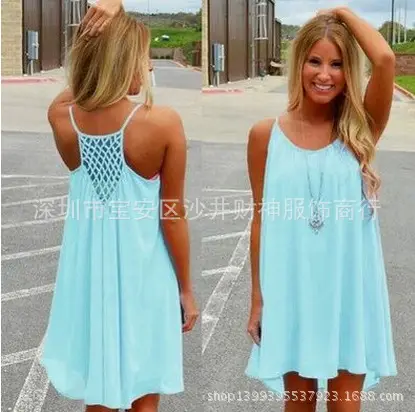 Orange Backless Slip Skirt Dress for Women - Image 2