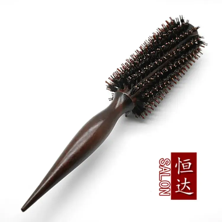Professional Salon Braided Hair Curl Brush Wooden Handle - Image 2