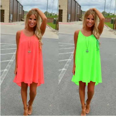 Green Backless Chiffon Slip Skirt Dress — feature 5