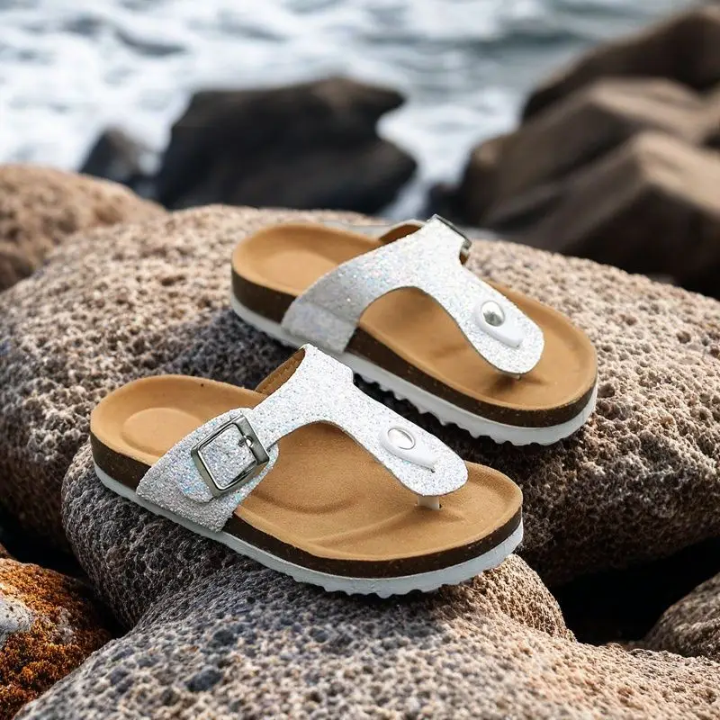 Women's Silver Sequin Birkenstock Slippers 2026