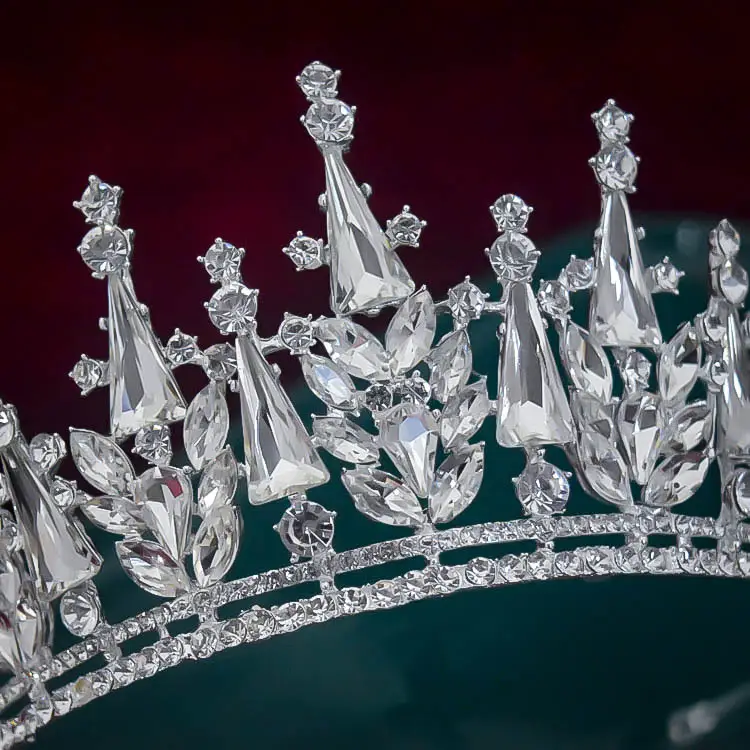 Korean Bridal Crown Tiara Silver Wedding Dress Hair Accessory - Image 5