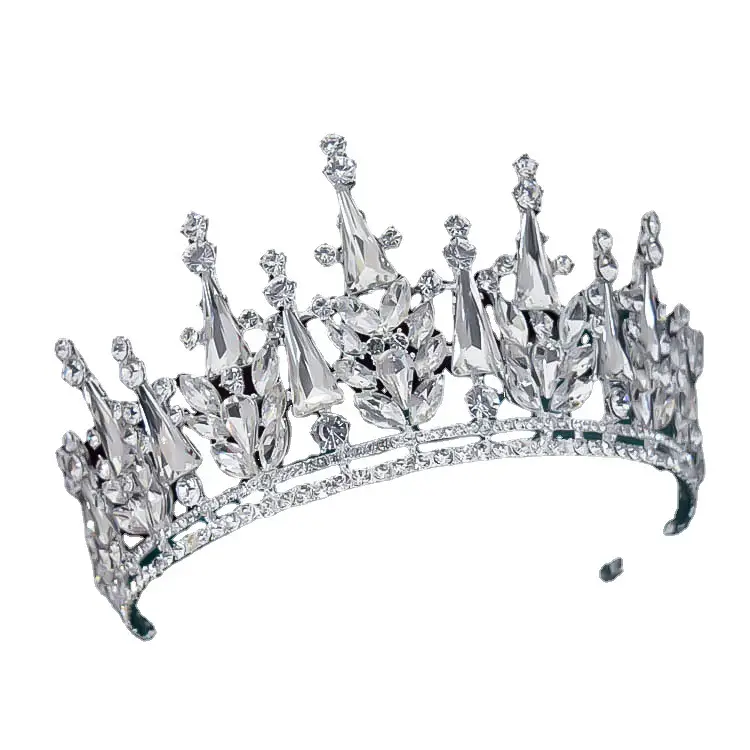 Korean Bridal Crown Tiara Silver Wedding Dress Hair Accessory - Image 6