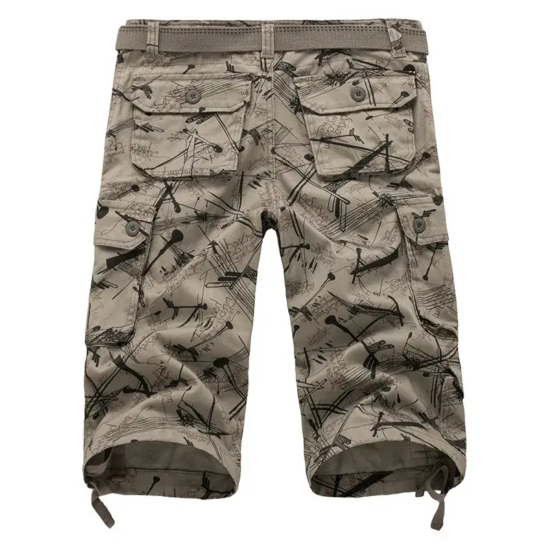 Men Camouflage Cargo Shorts Large Multi-Pocket Casual Pants