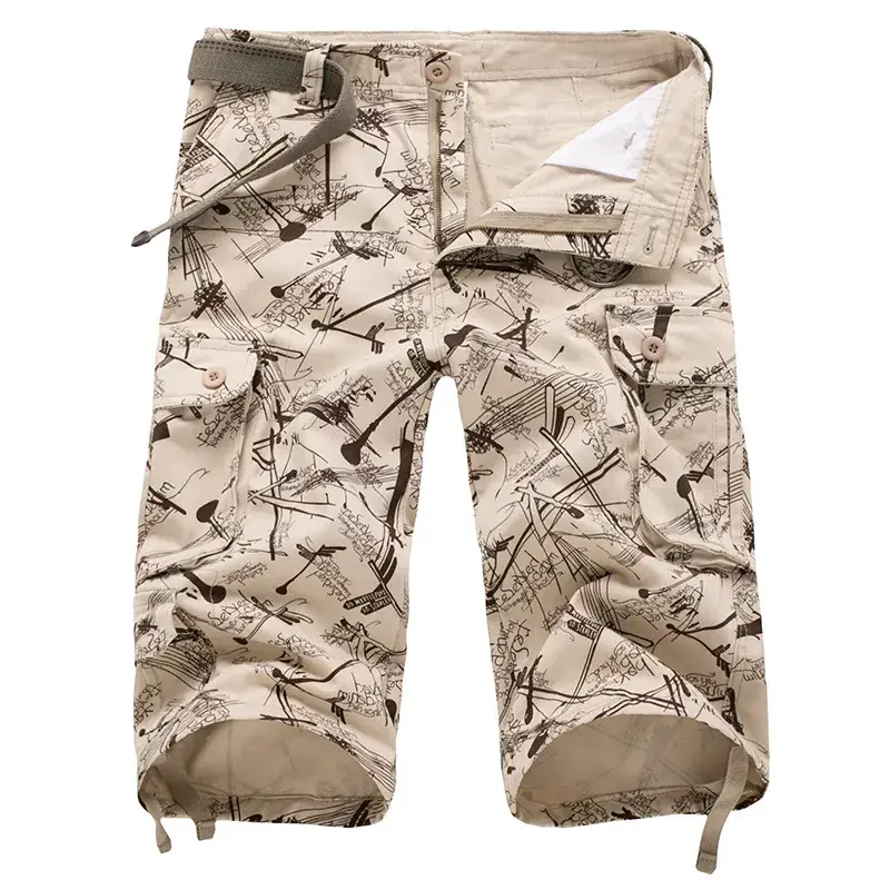 Men Camouflage Cargo Shorts Large Multi-Pocket Casual Pants