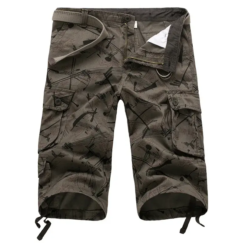 Men Camouflage Cargo Shorts Large Multi-Pocket Casual Pants