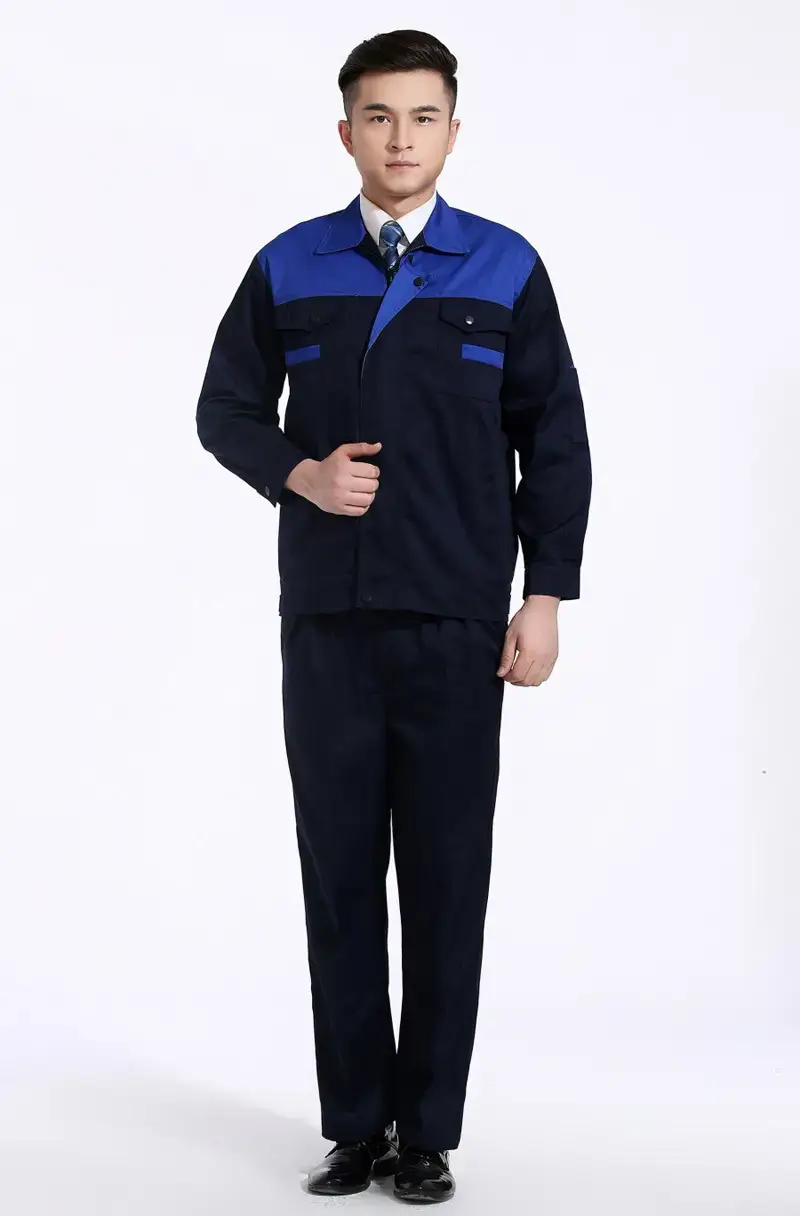 Men & Women Red Blue Work Jacket Set Long Sleeve Factory Work