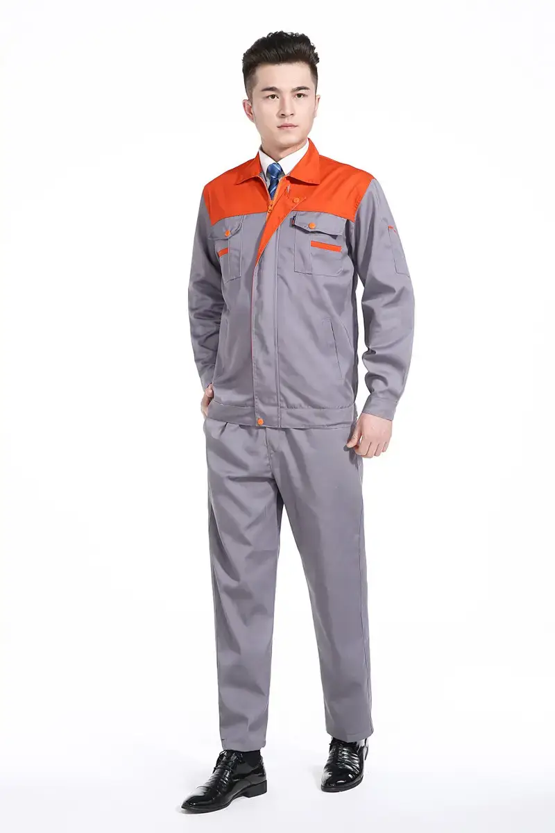 Men & Women Red Blue Work Jacket Set Long Sleeve Factory Work
