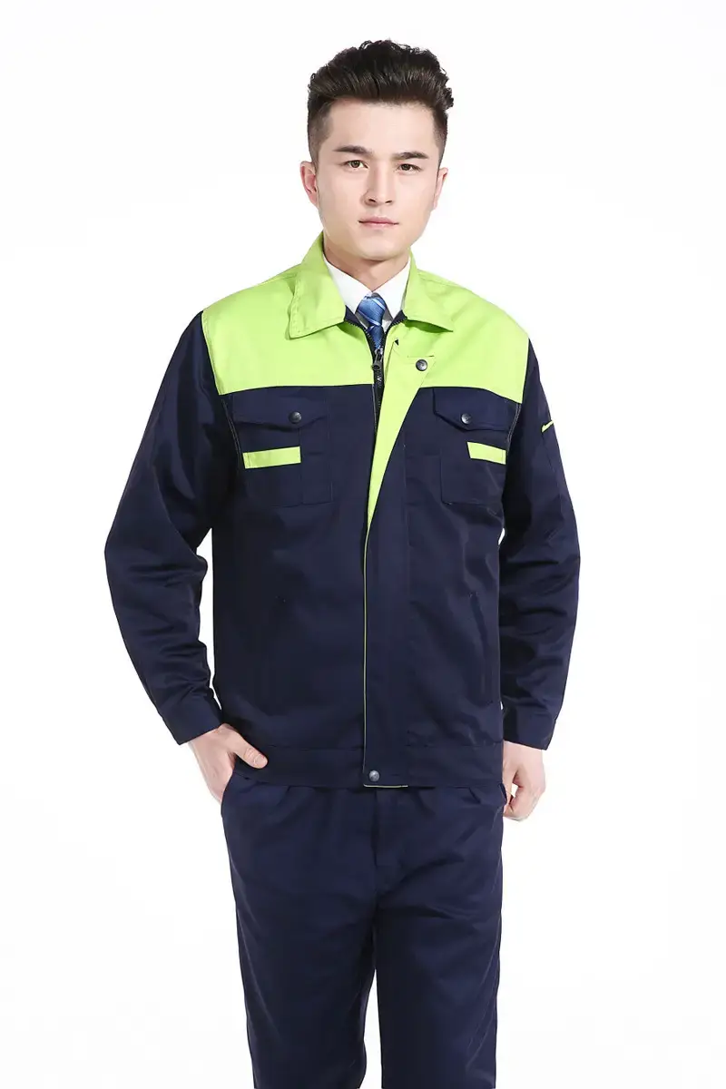 Men & Women Red Blue Work Jacket Set Long Sleeve Factory Work