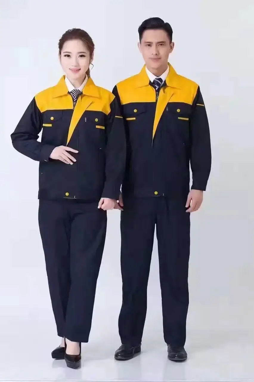 Men & Women Red Blue Work Jacket Set Long Sleeve Factory Work
