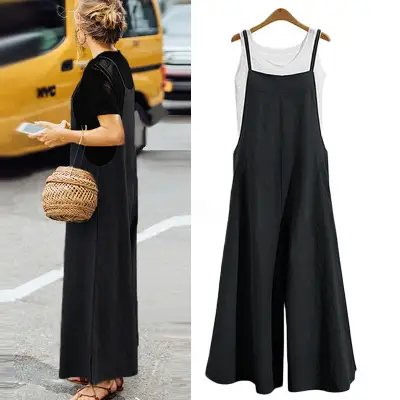 Women's Black Wide-leg Pants Casual One-piece Pants - Image 20