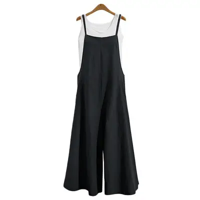 Women's Black Wide-leg Pants Casual One-piece Pants - Image 4