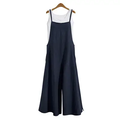 Women's Black Wide-leg Pants Casual One-piece Pants - Image 5