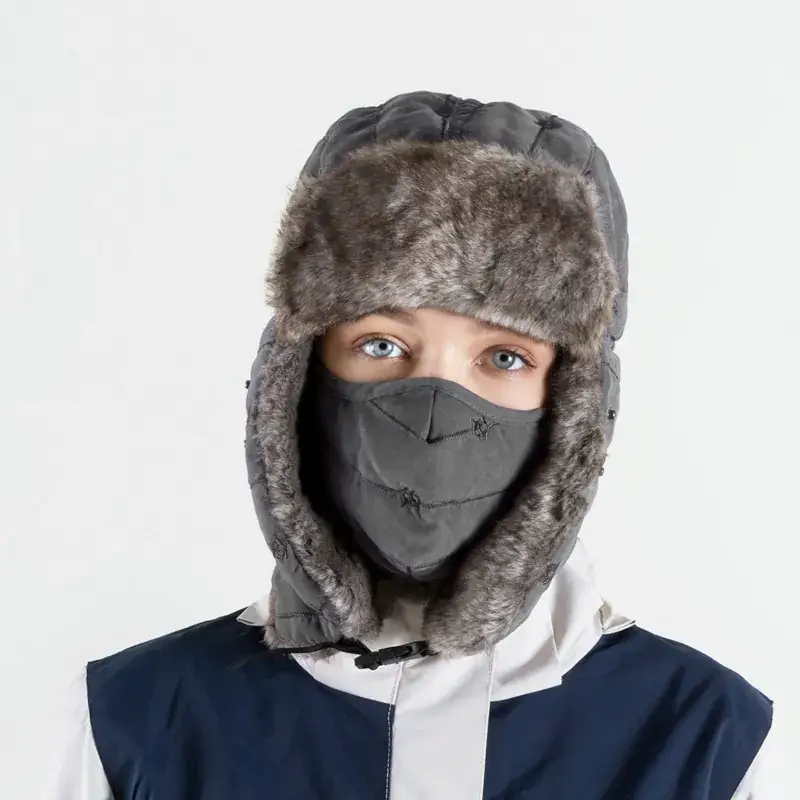 Winter Face & Neck Mask with Faux Fur Cap - Image 2