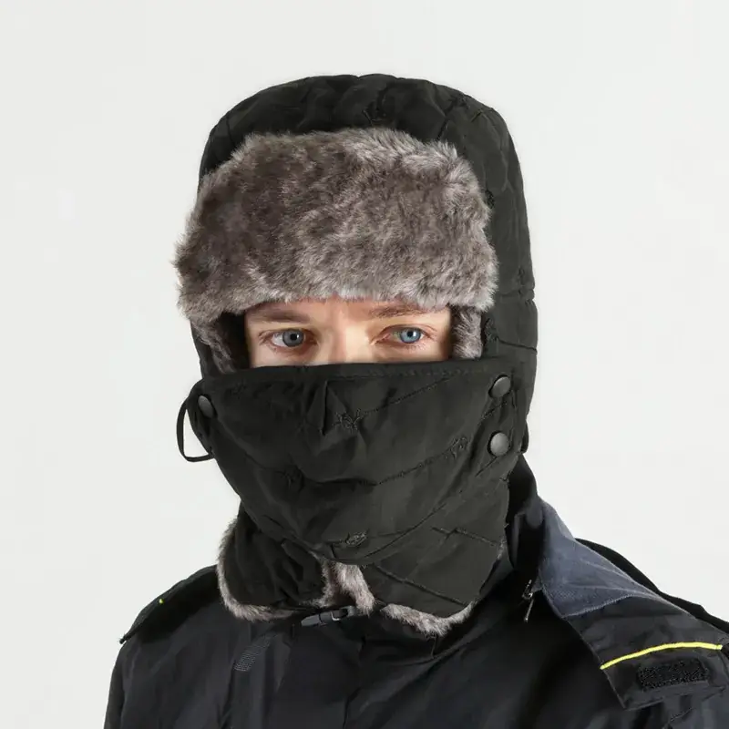 Winter Face & Neck Mask with Faux Fur Cap - Image 7