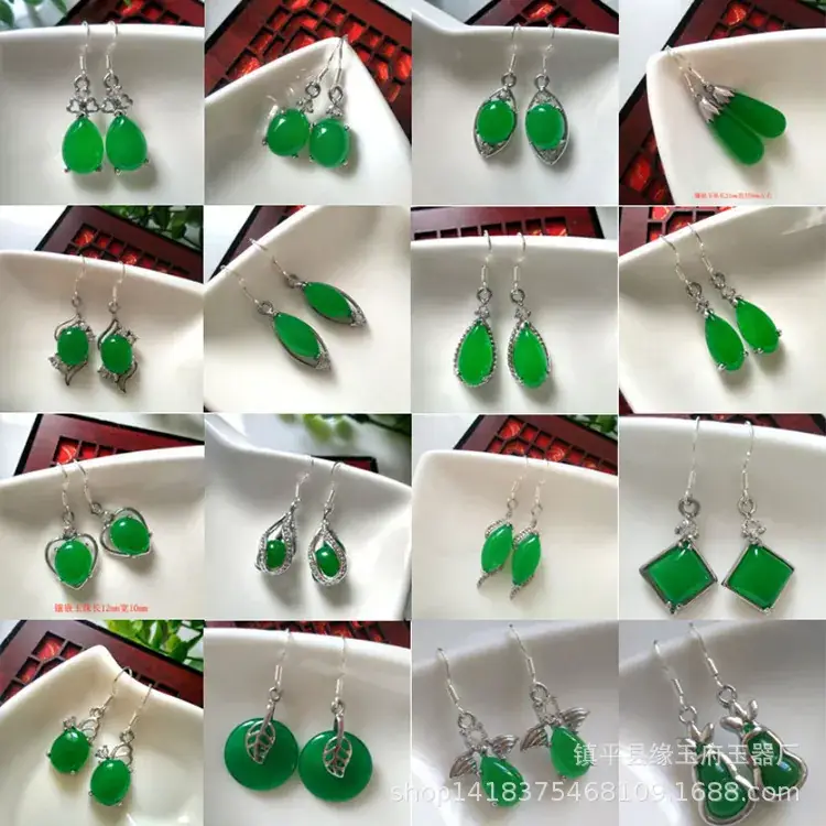 Yang Green Jade Earrings Ice Malay Jade Earrings Wholesale Women's Malay Jade Earrings Jade Earrings - Image 40